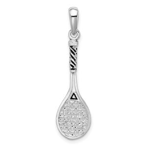 Million Charms 925 Sterling Silver 3D Enameled Tennis Racquet  Charm Pendant
